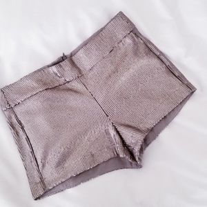 Silver Sequined Stretch Zip Shorts Small